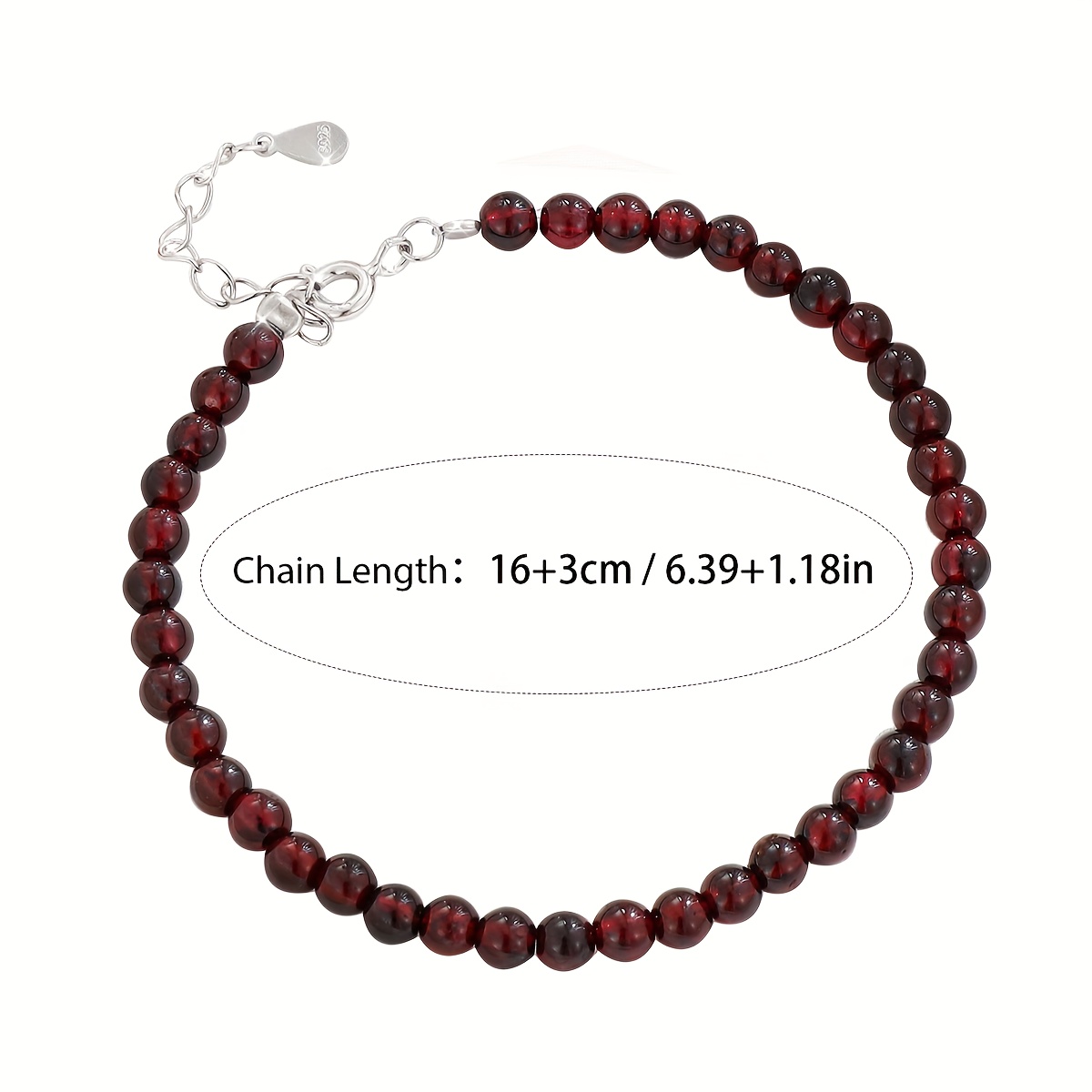 Sterling Silver Garnet Bead Bracelet - Adjustable Round Bracelet